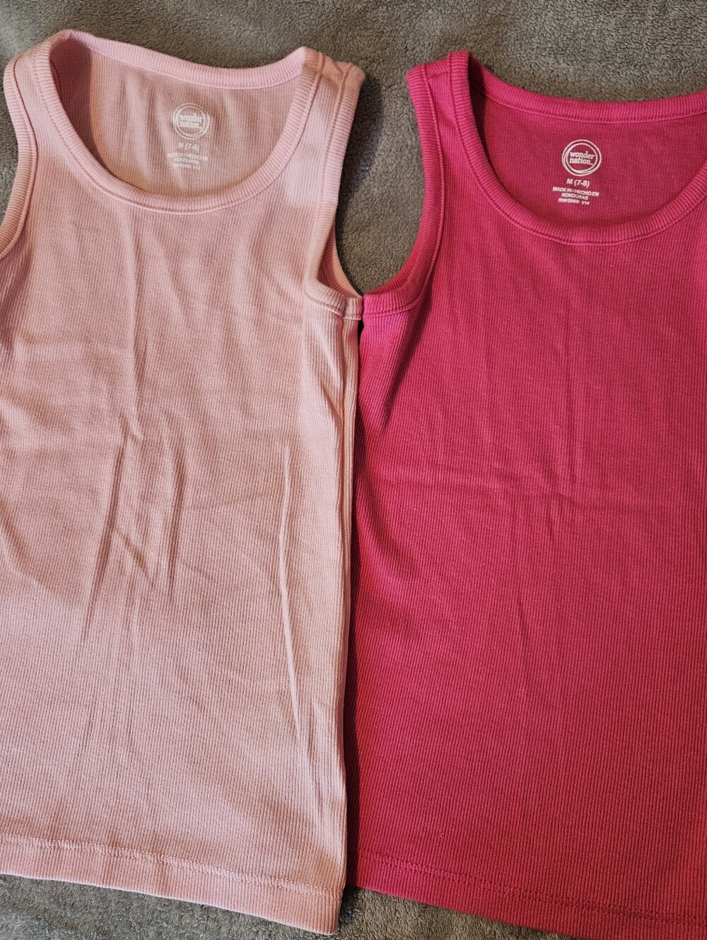 Lot 2 Girls Pink Ribbed Tank Tops